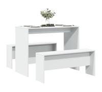 BOWEKAM Mobili, set di mobili, set di mobili da cucina e da pranzo, tavolo da pranzo e panca da 3 pezzi, in legno ingegnerizzato bianco