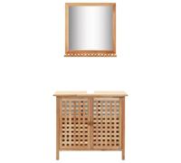 BOWEKAM Mobili Set Mobili Bagno Set Mobili Lavandino con Specchio Legno di Noce Massello