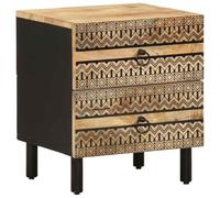 BOWEKAM Mobili, Tavoli, Comodini, Armadietto Letto Nero 40x33.5x46 cm Legno massello grezzo Mango