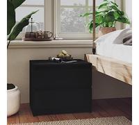 BOWEKAM Mobili,Tavoli,Comodini,Armadietto Letto Nero 50x39x43.5 cm Legno Ingegnerizzato