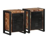 BOWEKAM Mobili, tavoli, comodini, comodini, 2 pezzi, multicolore, in legno massello grezzo, mango