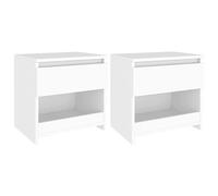 BOWEKAM Mobili, Tavoli, Comodini, Comodini 2 pz Bianco 40x30x39 cm Legno Ingegnerizzato