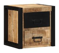 BOWEKAM Mobili, tavoli, comodini, comodini, 40 x 35 x 40 cm, in legno massello grezzo, mango