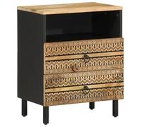 BOWEKAM Mobili, Tavoli, Comodini, Comodini, Armadietto Letto Nero 50x33x62 cm Legno massello grezzo Mango