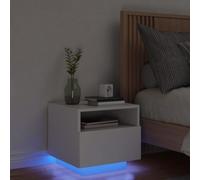 BOWEKAM Mobili, Tavoli, Comodini, Comodini con Luci LED Bianco 40x39x37 cm