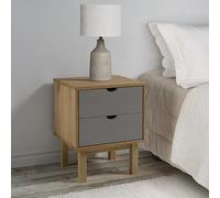 BOWEKAM Mobili, Tavoli, Comodini, Comodini OTTA Marrone e Grigio 45x39x57 cm Legno Massello Pino