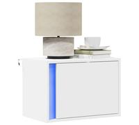 BOWEKAM Mobili, tavoli, comodini, comodino a parete con luci a LED, bianco