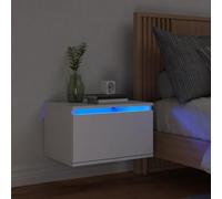 BOWEKAM Mobili, tavoli, comodini, comodino a parete con luci a LED, bianco