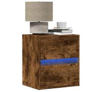 BOWEKAM Mobili, tavoli, comodini, comodino a parete con luci a LED, rovere fumé
