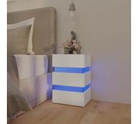 BOWEKAM Mobili,Tavoli,Comodini,Comodino LED Bianco 45x35x67 cm Legno Ingegnerizzato