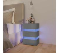 BOWEKAM Mobili,Tavoli,Comodini,Comodino LED Grigio 45x35x67 cm Legno Ingegnerizzato