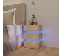 BOWEKAM Mobili,Tavoli,Comodini,Comodino LED Rovere Sonoma 45x35x67 cm Legno Ingegnerizzato