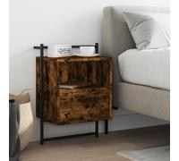 BOWEKAM Mobili,Tavoli,Comodini,Comodino Montato a Parete Rovere Fumé 40x30x61 cm Legno Ingegnerizzato