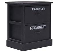 BOWEKAM Mobili,Tavoli,Comodini,Comodino Nero 38x28x45 cm Legno di Paulownia