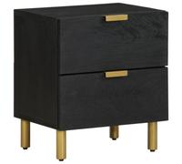 BOWEKAM Mobili,Tavoli,Comodini,Comodino Nero 40x33x46 cm Legno Massello Mango