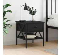 BOWEKAM Mobili,Tavoli,Comodini,Comodino Nero 40x42x45 cm Legno Ingegnerizzato
