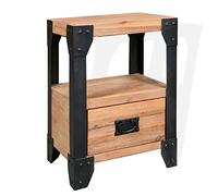 BOWEKAM Mobili,Tavoli,Comodini,Comodino Solido Legno Di Acacia Acciaio 40x30x54 cm