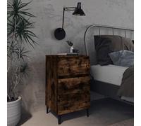 BOWEKAM Mobili, tavoli, comodini, letto con gambe in metallo, rovere fumé, 40 x 35 x 69 cm