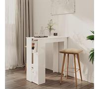 BOWEKAM Mobili, tavoli, tavoli da cucina e sala da pranzo, tavolo da bar con mensola, bianco lucido, 102 x 50 x 103,5 cm, legno ingegnerizzato