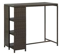BOWEKAM Mobili, tavoli, tavoli da cucina e sala da pranzo, tavolo da bar con scaffale marrone, 120 x 60 x 110 cm, in polyrattan