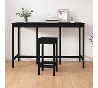 BOWEKAM Mobili, tavoli, tavoli da cucina e sala da pranzo, tavolo da bar nero 180 x 80 x 110 cm in legno massello di pino
