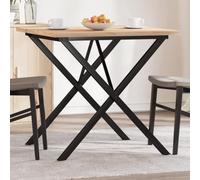 BOWEKAM Mobili, tavoli, tavoli da cucina e sala da pranzo, tavolo da pranzo con telaio a X, 80 x 80 x 75,5 cm, in legno massello di pino e acciaio