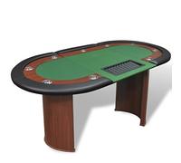 BOWEKAM Mobili, tavoli, tavoli da poker e giochi, tavolo da poker per 10 giocatori con area dealer e vassoio per fiches, verde
