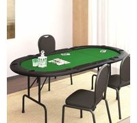 BOWEKAM Mobili, tavoli, tavoli da poker e giochi, tavolo da poker pieghevole per 10 giocatori, verde 207 x 106 x 76 cm