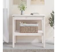 BOWEKAM Mobili, tavoli, tavoli d'accento, tavolini, consolle, bianco, 80 x 40 x 75 cm, legno massello di pino