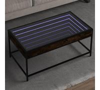 BOWEKAM Mobili, tavoli, tavoli d'accento, tavolini, tavolino da caffè con infinito LED rovere fumé 90 x 50 x 41 cm