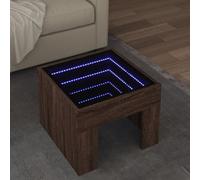 BOWEKAM Mobili, tavoli, tavoli d'accento, tavolini, tavolino da caffè con infinito LED rovere marrone 40 x 40 x 30 cm