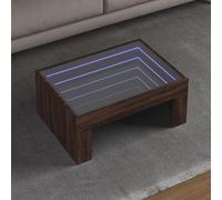 BOWEKAM Mobili, tavoli, tavoli d'accento, tavolini, tavolino da caffè con infinito LED rovere marrone 70 x 50 x 30 cm
