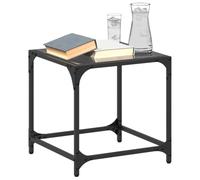 BOWEKAM Mobili, tavoli, tavoli d'accento, tavolini, tavolino da caffè con piano in vetro nero, 40 x 40 x 40 cm, acciaio
