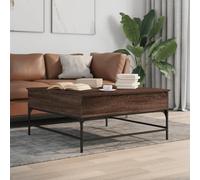 BOWEKAM Mobili, Tavoli, Tavoli d'Accento, Tavolini, Tavolino da Caffè in Rovere Marrone 95x95x45 cm Legno e Metallo Ingegnerizzati