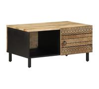 BOWEKAM Mobili, Tavoli, Tavoli d'accento, Tavolini, Tavolino da Caffè Nero 80x50x40 cm Legno massello grezzo Mango