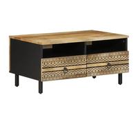 BOWEKAM Mobili, Tavoli, Tavoli d'accento, Tavolini, Tavolino da Caffè Nero 80x54x40 cm Legno massello grezzo Mango