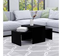 BOWEKAM Mobili, Tavoli, Tavoli d'Accento, Tavolini, Tavolino da Caffè Set Nero 100x48x40 cm Legno Ingegnerizzato