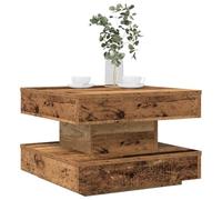 BOWEKAM Mobili, tavoli, tavoli d'accento, tavolini, tavolino da caffè, tavolino girevole a 360 gradi, in legno antico, 50 x 50 x 34,5 cm
