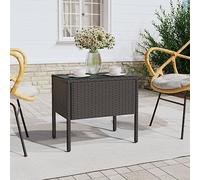BOWEKAM Mobili, tavoli, tavolini, tavolini, tavolini, tavolino nero 53 x 37 x 48 cm in polyrattan e vetro temperato