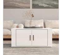 BOWEKAM Mobili, tavoli, tavolini, tavolini, tavolino da caffè, bianco lucido, 80 x 50 x 36 cm, legno ingegnerizzato