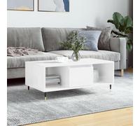 BOWEKAM Mobili, tavoli, tavolini, tavolini, tavolino da caffè, bianco lucido, 90 x 50 x 36,5 cm, legno ingegnerizzato
