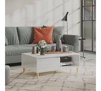 BOWEKAM Mobili, tavoli, tavolini, tavolini, tavolino da caffè, bianco lucido, 90 x 60 x 35 cm, legno ingegnerizzato