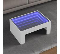 BOWEKAM Mobili, tavoli, tavolini, tavolini, tavolino da caffè con infinito LED bianco, 70 x 50 x 30 cm