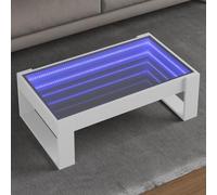 BOWEKAM Mobili, tavoli, tavolini, tavolini, tavolino da caffè con infinito LED bianco, 90 x 53 x 30 cm