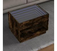 BOWEKAM Mobili, tavoli, tavolini, tavolini, tavolino da caffè con infinito LED rovere fumé 70 x 50 x 50 cm