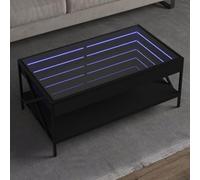BOWEKAM Mobili, tavoli, tavolini, tavolini, tavolino da caffè con LED Infinity nero, 90 x 50 x 38 cm