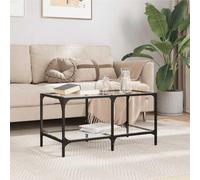 BOWEKAM Mobili, tavoli, tavolini, tavolini, tavolino da caffè con piano in vetro trasparente, 78,5 x 40 x 40 cm, acciaio