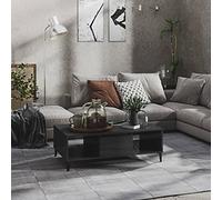 BOWEKAM Mobili, tavoli, tavolini, tavolini, tavolino da caffè, grigio lucido, 103,5 x 60 x 35 cm, legno ingegnerizzato