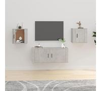 BOWEKAM Mobili TV a parete per centri di intrattenimento e TV, 2 pezzi, grigio cemento, 40 x 34,5 x 40 cm
