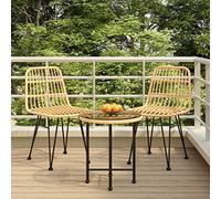 BOWEKAM Outdoor Outdoor Furniture Sets-3 Piece Garden Dining Set Poly Rattan